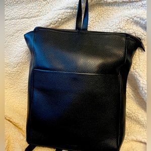 Eileen Fisher Black Leather Backpack Purse NEW